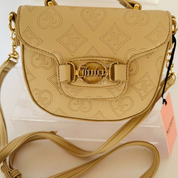 Juicy Couture Beige Embossed Logo Crossbody Bag with Gold Buckle Accent - Picture 3 of 3
